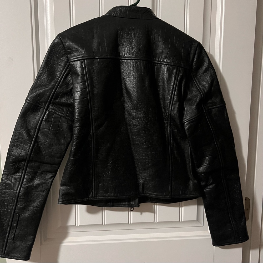 NWT - JUST CAVALLI CROC-EFFECT LEATHER BIKER JACKET IN BLACK - Size 40 IT - XS/S - Picture 4 of 9